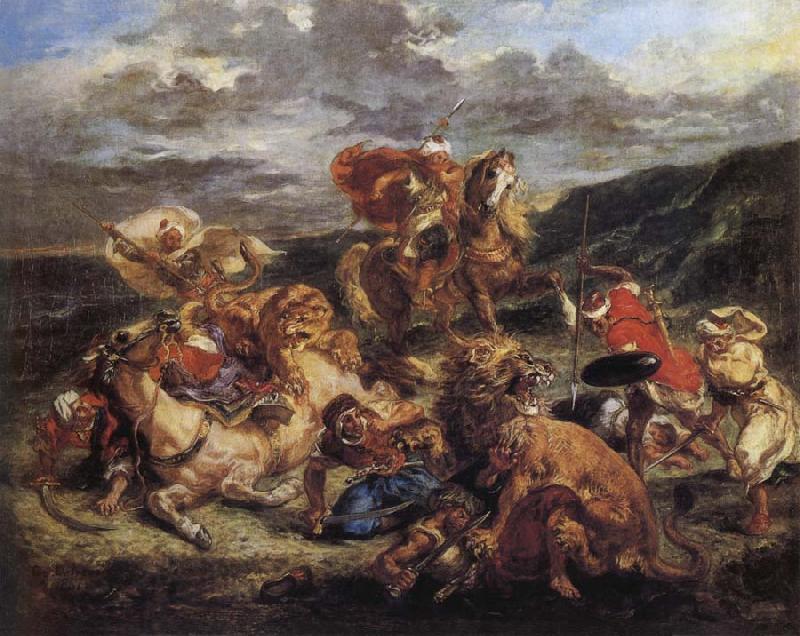 Eugene Delacroix The Lion Hunt Germany oil painting art